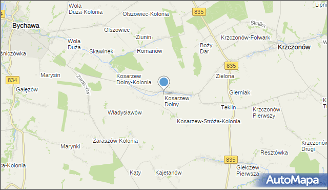 mapa Kosarzew Dolny, Kosarzew Dolny na mapie Targeo